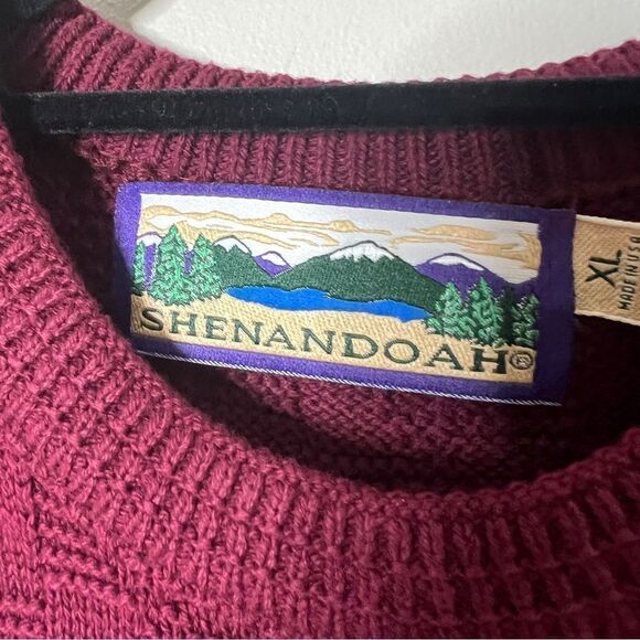 Shenandoah Vintage Mens Cotton Knit Crew Neck Maroon USA Made Sweater Size XL - Picture 3 of 6